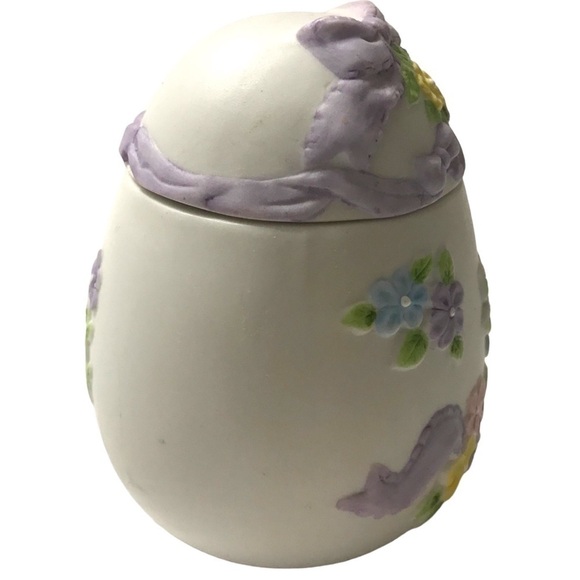 Vintage Lefton Hand Painted China Ceramic Egg 1991 Trinket Box  Easter Spring - Picture 4 of 9